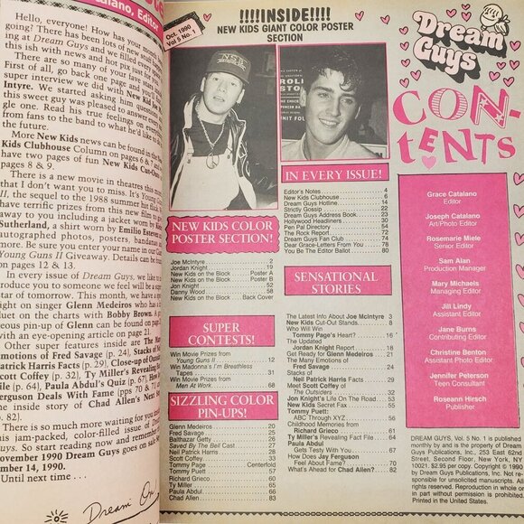 Dream Guys Magazine New Kids on Block Posters NKOTB Puett Grieco Abdul Oct. 1990 - Picture 7 of 11